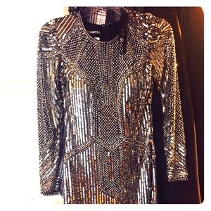 Primavera dress. Silver sequin/beaded dress